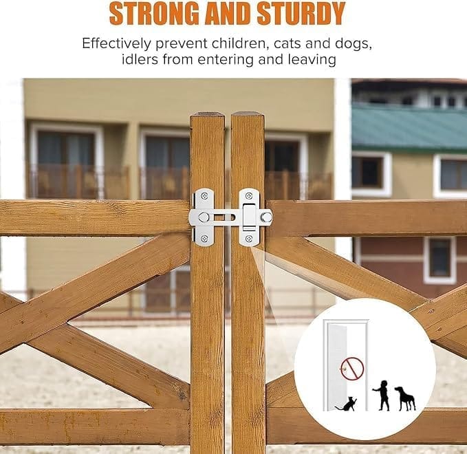 KIT & CO Stainless Steel Flip Sliding Barn Door Lock || Hardware Safety Door Bolt Lock Flip Latch || Prevent Corrosions Door Lock Latch for Cabinet, Bathroom, Window, Outdoor, Garage