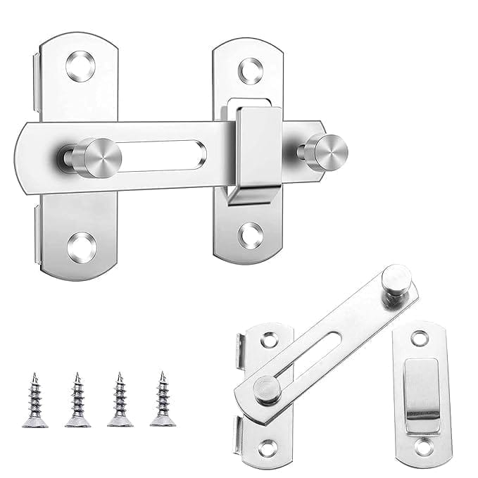 KIT & CO Stainless Steel Flip Sliding Barn Door Lock || Hardware Safety Door Bolt Lock Flip Latch || Prevent Corrosions Door Lock Latch for Cabinet, Bathroom, Window, Outdoor, Garage