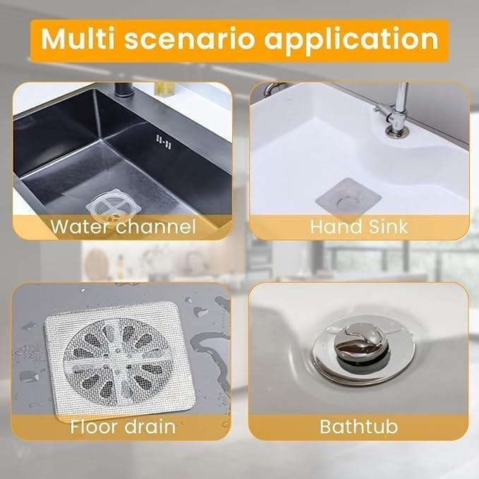 KIT & CO Disposable Shower Drain Hair Catcher, Drain Hair Catcher Waterproof Mesh Stickers for Bathroom Accessories, Apartment Essentials for Kitchen, Sink, Bathtub Pack of-20