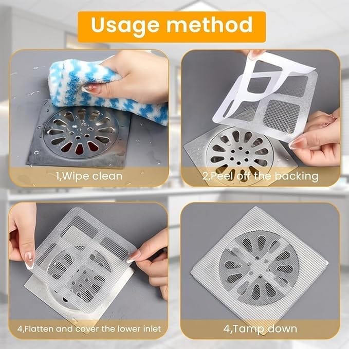 KIT & CO Disposable Shower Drain Hair Catcher, Drain Hair Catcher Waterproof Mesh Stickers for Bathroom Accessories, Apartment Essentials for Kitchen, Sink, Bathtub Pack of-20