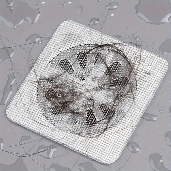 KIT & CO Disposable Shower Drain Hair Catcher, Drain Hair Catcher Waterproof Mesh Stickers for Bathroom Accessories, Apartment Essentials for Kitchen, Sink, Bathtub Pack of-20