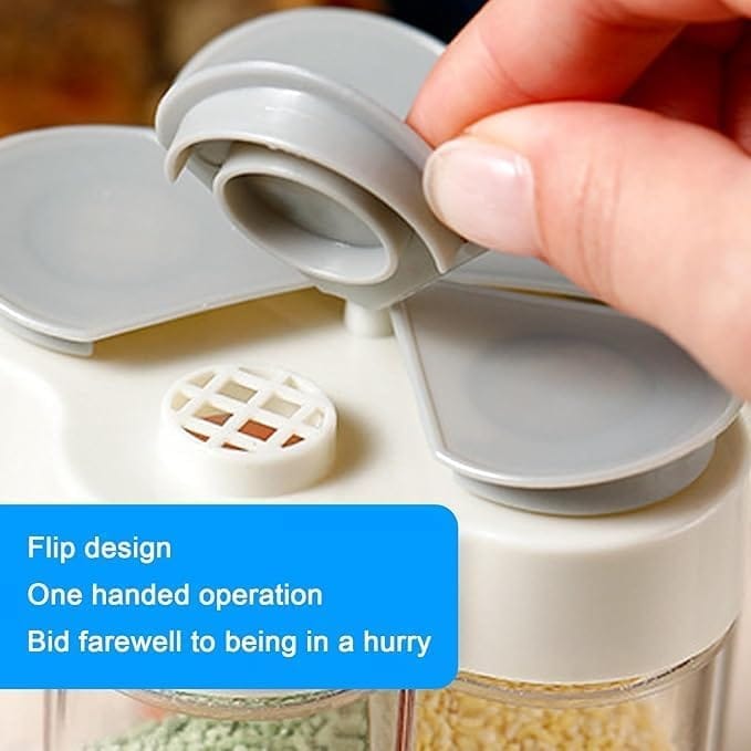 KIT & CO 5 in 1 Seasoning Storage Containers, Shaker Jars, Clear Plastic Container Jars with Labels, Cap, Pour Shaker Lid, Camping, Hiking, Travel and Kitchen