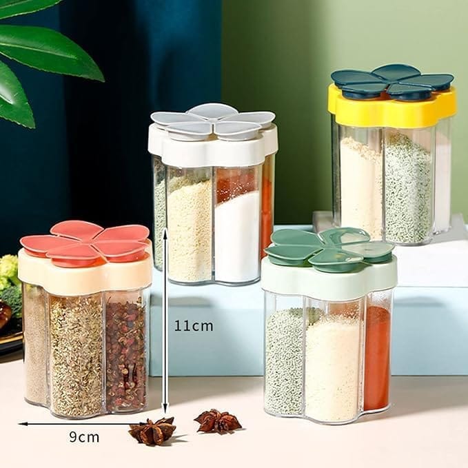 KIT & CO 5 in 1 Seasoning Storage Containers, Shaker Jars, Clear Plastic Container Jars with Labels, Cap, Pour Shaker Lid, Camping, Hiking, Travel and Kitchen