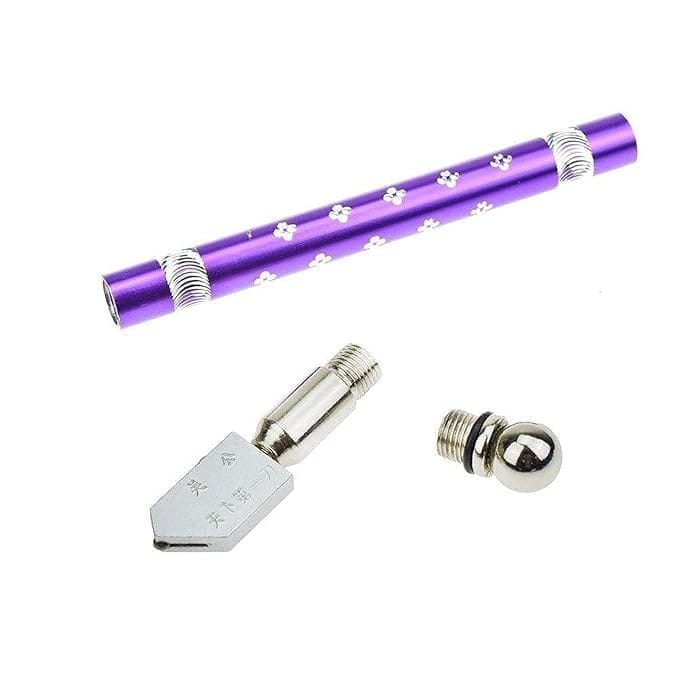 KIT & CO Pencil Style Glass Cutter - Precision Cutting Tool for Glass Mirrors Tiles and Stained Glass - Durable Tungsten Carbide Tip with Ergonomic Grip - Perfect for DIY and Craft Projects