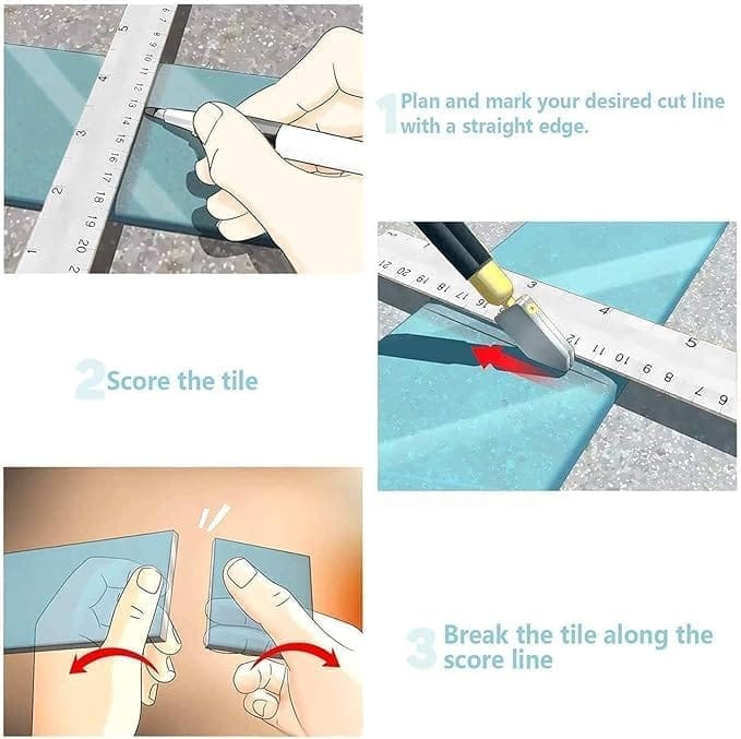 KIT & CO Pencil Style Glass Cutter - Precision Cutting Tool for Glass Mirrors Tiles and Stained Glass - Durable Tungsten Carbide Tip with Ergonomic Grip - Perfect for DIY and Craft Projects