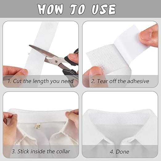 KIT & CO Self-adhesive Shirt Collar Protector - Disposable Collar Protector Invisible Sweat Pads For Hat Shirt Neck Liner Armpit Tape Collar Protectors for Shirts Against Sweat Stains 8 Meter 2.5 CM