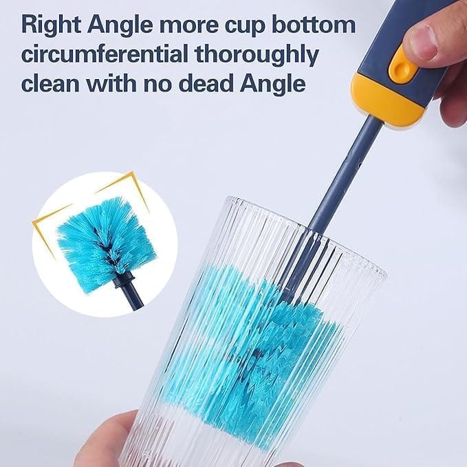 KIT & CO Cleaning Brush Bottle 4-in-1 Water Bottle Washer Brush, Groove Cleaning Bottle Scrubber for Tumblers with Handle Scrubbing Reusable Cleaning Brush, Retractable 4 in 1 Bottle Gap Cleaner Brush