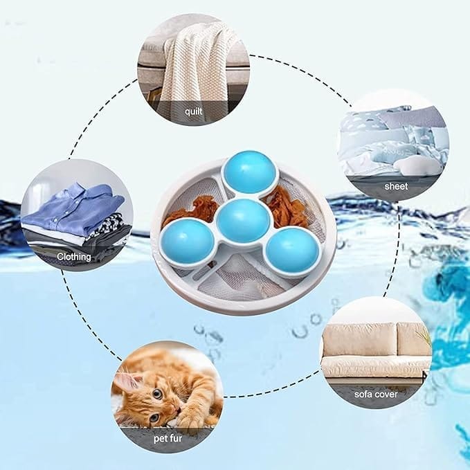 KIT & CO Lint Catcher Pet Hair Remover for Laundry Washing Machine Floating Lint Mesh Bag, Reusable Household Hair Filter Washer Lint dust Trap Net Pouch