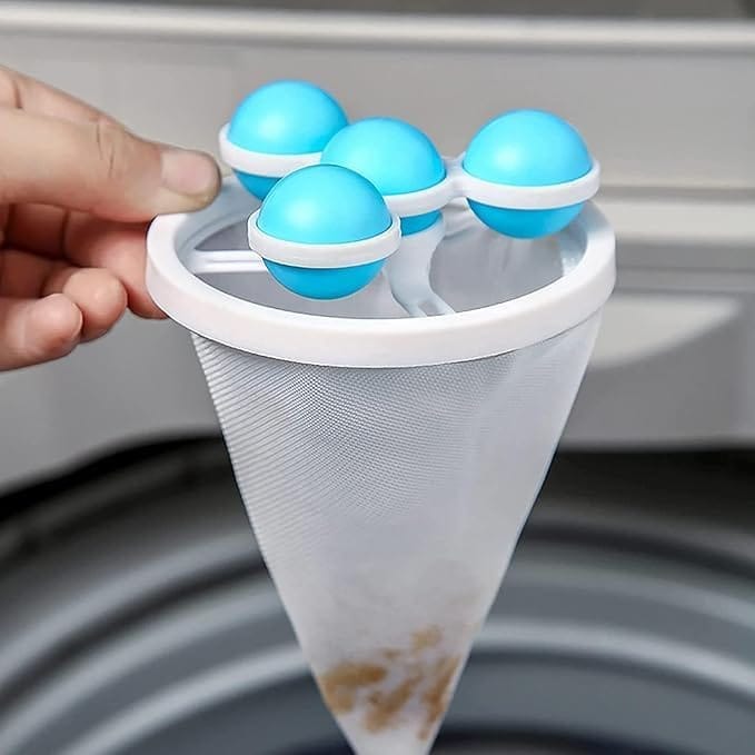 KIT & CO Lint Catcher Pet Hair Remover for Laundry Washing Machine Floating Lint Mesh Bag, Reusable Household Hair Filter Washer Lint dust Trap Net Pouch