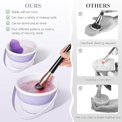 KIT & CO 3 in 1 Brush Cleaning Mat with Brush Drying Holder, Silicone Makeup Brush Cleaner Mat Make Up Brush Cleaning Bowl Cosmetic Brush Washing Tool for Makeup Brush, Sponge, Powder Puff