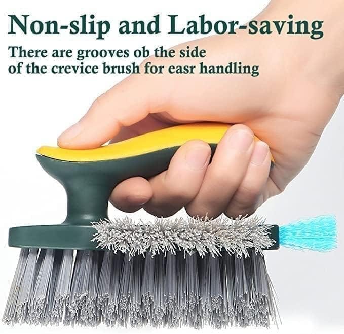 KIT & CO 4 in 1 Tile Grout Cleaner Floor Scrub Brush with Squeegee, V-Shape Gap Scrub Stiff Bristles Hand Brush Crevice Cleaning Brush Tools, scrubbing Floor, Window, Sink, Kitchen