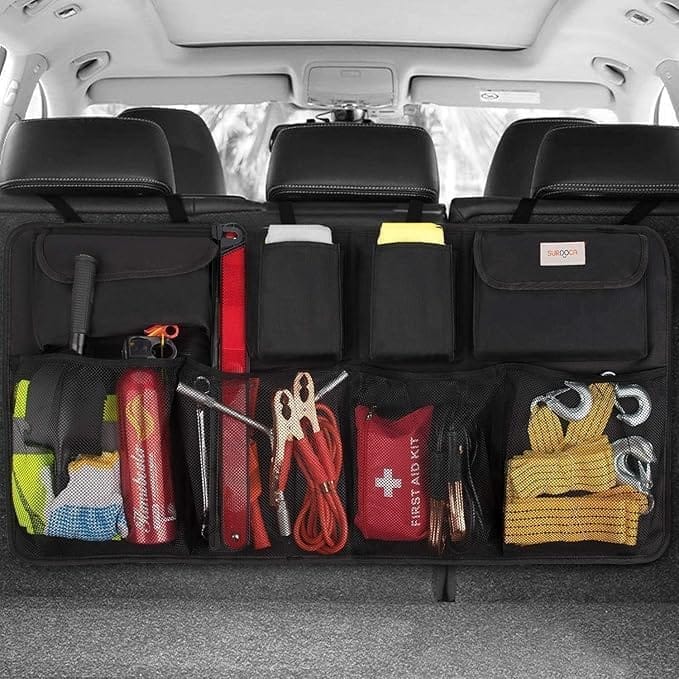 KIT & CO Backseat Car Trunk Organizer Super Capacity Car Hanging Trunk Organizer with 8 Large Storage Bag Super Capacity Storage Bag SUV Truck MPV Waterproof, Collapsible Cargo Storage Bag