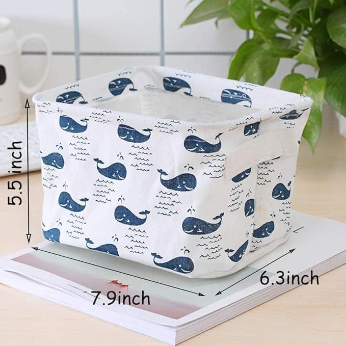 KIT & CO Foldable Storage Box Canvas Fabric Baskets For Organizing With Handles, Rectangle Small Storage Box, Cube, Foldable Multipurpose Storage Box, Closet, Desk, Baby Storage Organizer