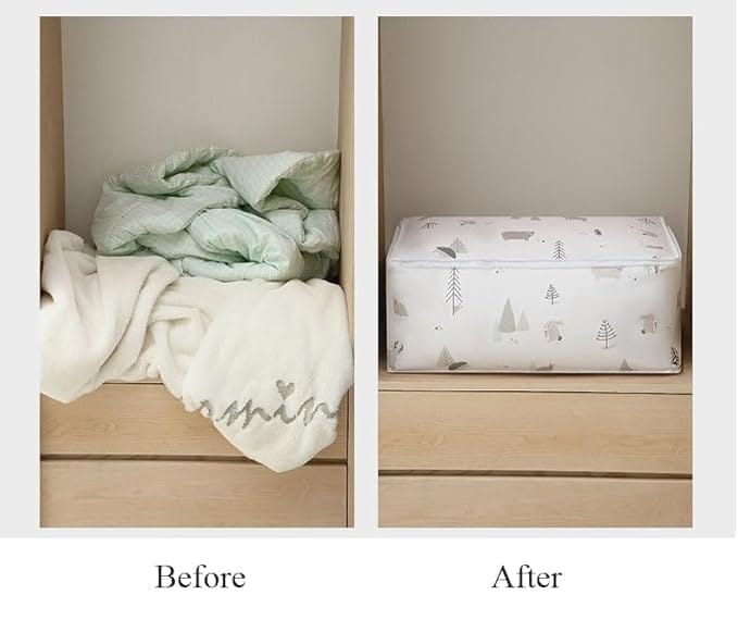 KIT & CO Blanket Storage Organizer, Moisture Proof Mildew Proof Dust Proof Quilt Storage Bags, for Storing Quilts Coats, Jackets Home Use Pillows, Blankets