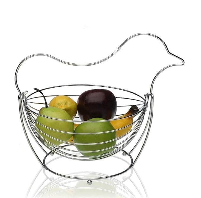 KIT & CO Sparrow Shape Stainless Steel Swing Fruit and Vegetable Storage Basket for Kitchen Countertop Dining Table Fruit Basket Kitchen Countertop, Dining Table, Fruit Basket