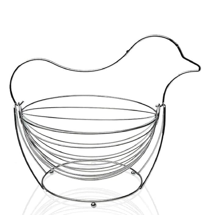KIT & CO Sparrow Shape Stainless Steel Swing Fruit and Vegetable Storage Basket for Kitchen Countertop Dining Table Fruit Basket Kitchen Countertop, Dining Table, Fruit Basket