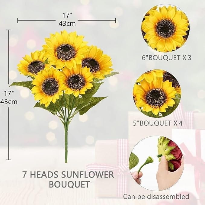 KIT & CO Artificial Sunflower Shape Realistic Sunflower for Indoor/Home/Bedroom/Living Room/Restaurant/Office Decoration | for Valentine's Day/Wedding/Waterproof Craft Supplies