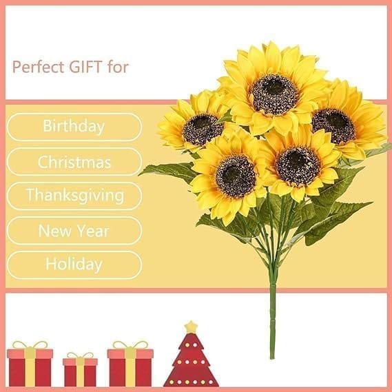KIT & CO Artificial Sunflower Shape Realistic Sunflower for Indoor/Home/Bedroom/Living Room/Restaurant/Office Decoration | for Valentine's Day/Wedding/Waterproof Craft Supplies
