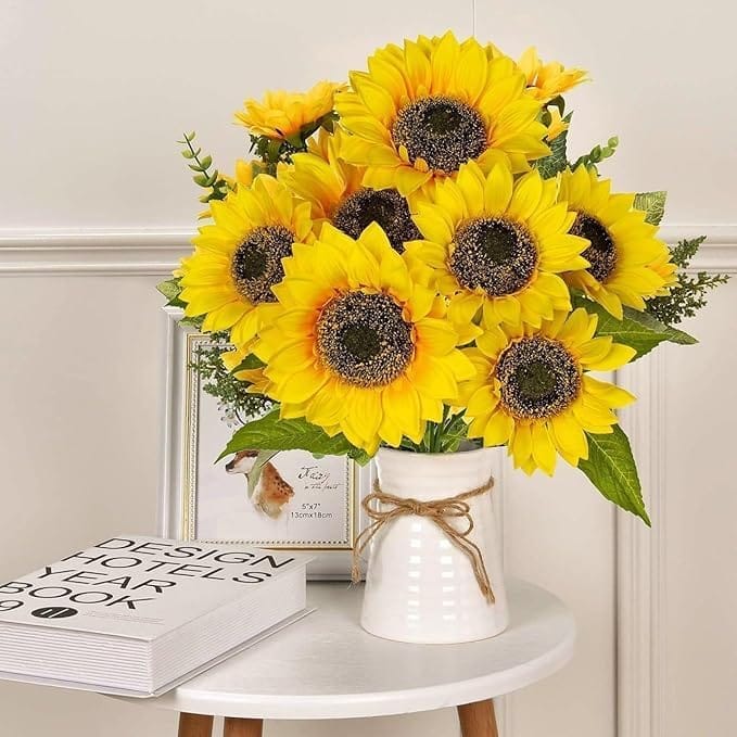 KIT & CO Artificial Sunflower Shape Realistic Sunflower for Indoor/Home/Bedroom/Living Room/Restaurant/Office Decoration | for Valentine's Day/Wedding/Waterproof Craft Supplies