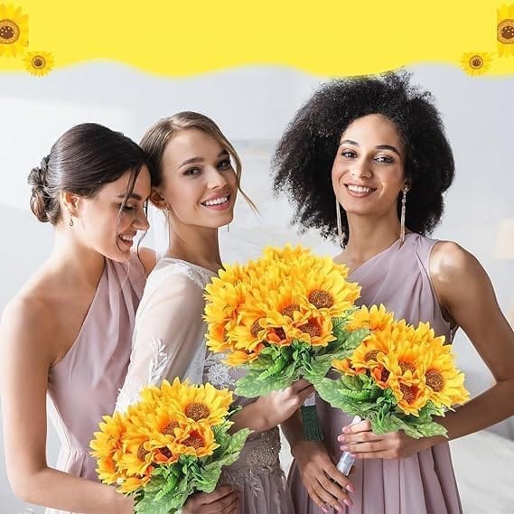 KIT & CO Artificial Sunflower Shape Realistic Sunflower for Indoor/Home/Bedroom/Living Room/Restaurant/Office Decoration | for Valentine's Day/Wedding/Waterproof Craft Supplies