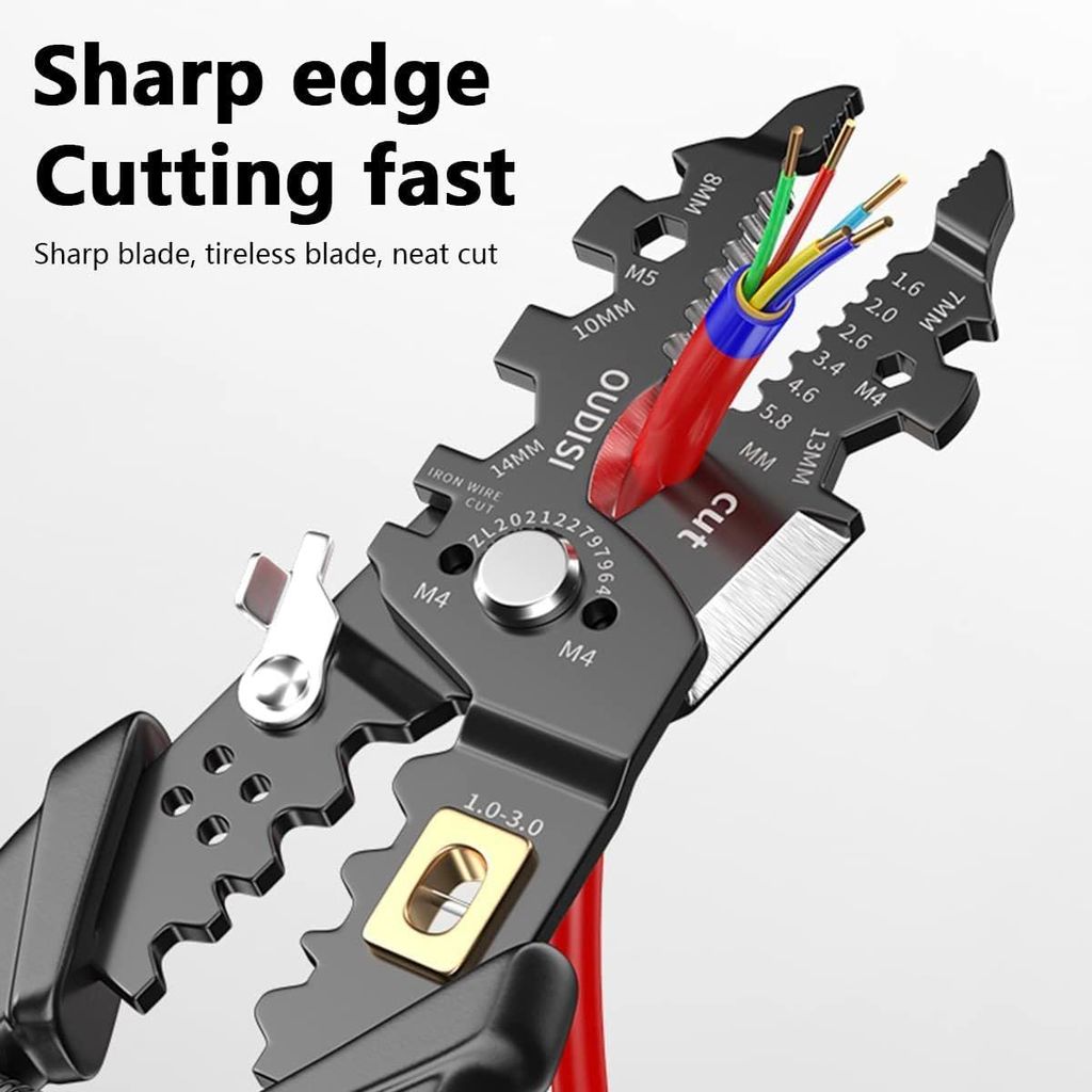 KIT & CO Wire Stripper And Crimping Tool for Electrician, Multifunction Stainless Steel Wire Puller Plier, 6 In 1 Cable Looping, Splitting, Cutting Pliers Electrical Stripping Tool