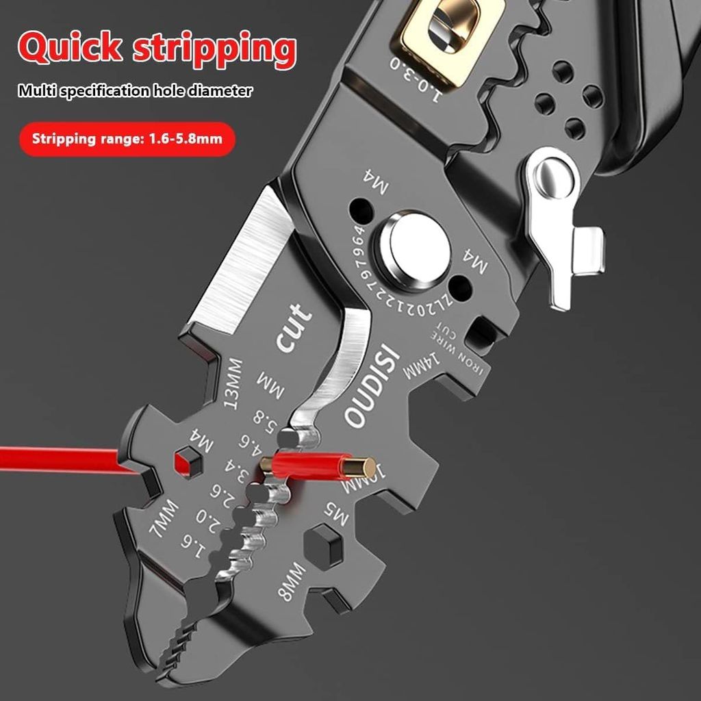 KIT & CO Wire Stripper And Crimping Tool for Electrician, Multifunction Stainless Steel Wire Puller Plier, 6 In 1 Cable Looping, Splitting, Cutting Pliers Electrical Stripping Tool