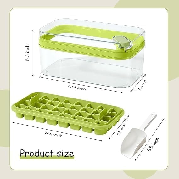 KIT & CO Ice Cube Tray with Lid and Bin,64 Pcs Square Ice Cubes Molds with Ice Scoop,Easy Release & Save Space,BPA Free Ice Cube Storage Container Set for Whiskey,Cocktail and Smoothie(Multicolor)