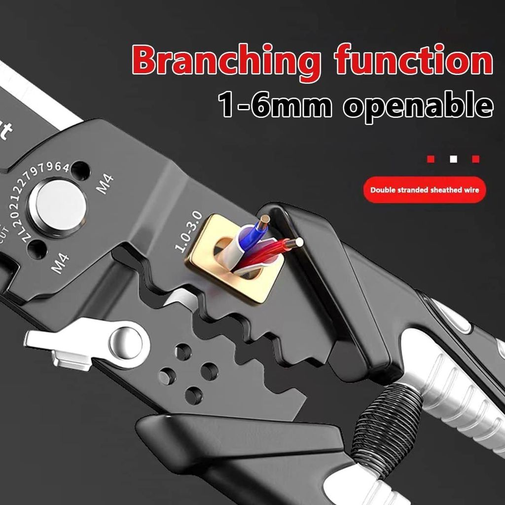KIT & CO Wire Stripper And Crimping Tool for Electrician, Multifunction Stainless Steel Wire Puller Plier, 6 In 1 Cable Looping, Splitting, Cutting Pliers Electrical Stripping Tool