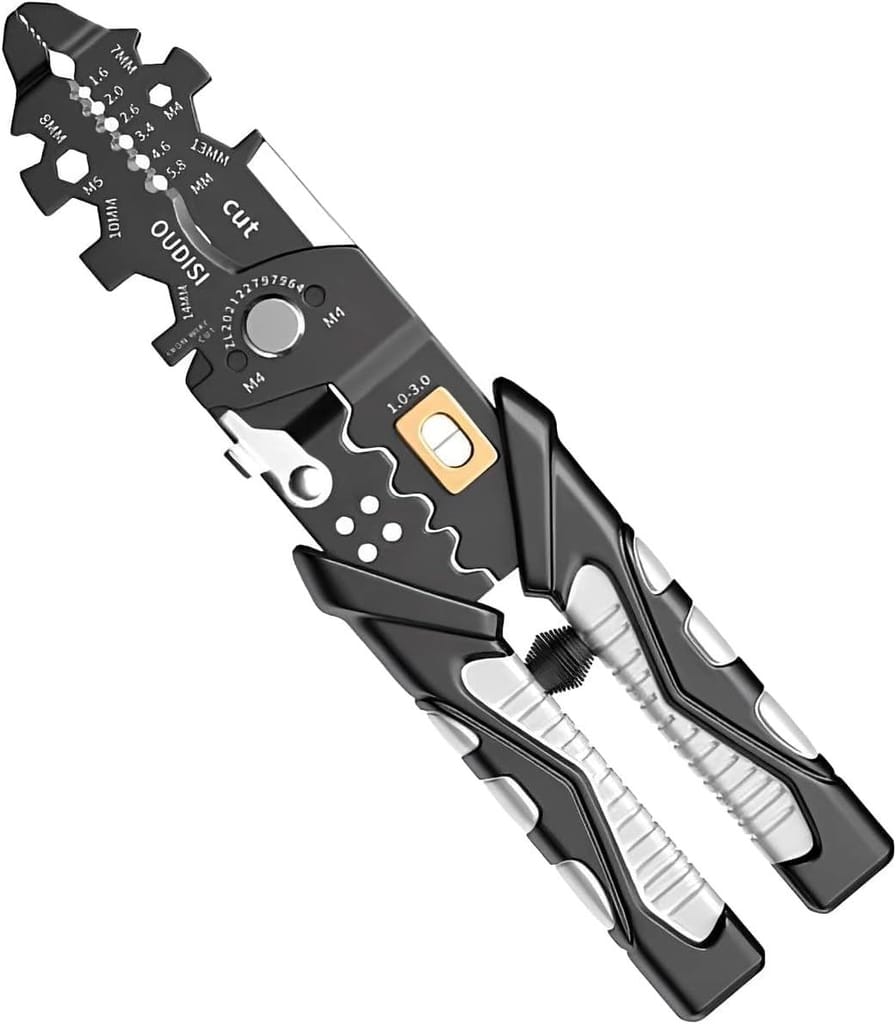 KIT & CO Wire Stripper And Crimping Tool for Electrician, Multifunction Stainless Steel Wire Puller Plier, 6 In 1 Cable Looping, Splitting, Cutting Pliers Electrical Stripping Tool