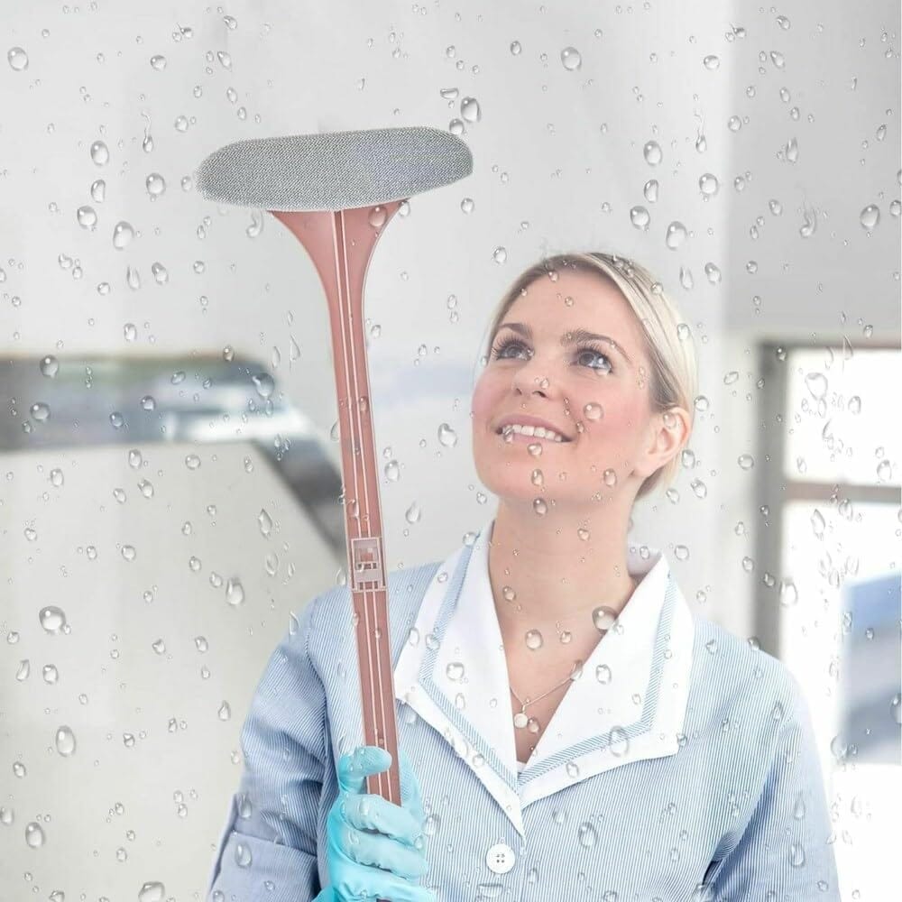 KIT & CO Screen Brush 2 in 1 Mesh Cleaning Brush&Wiper with Extended Handle Window Cleaning Brush Window Net Cleaner Double-Sided Window Cleaner Window Mesh Cleaner(Meesh 1),Multicolor
