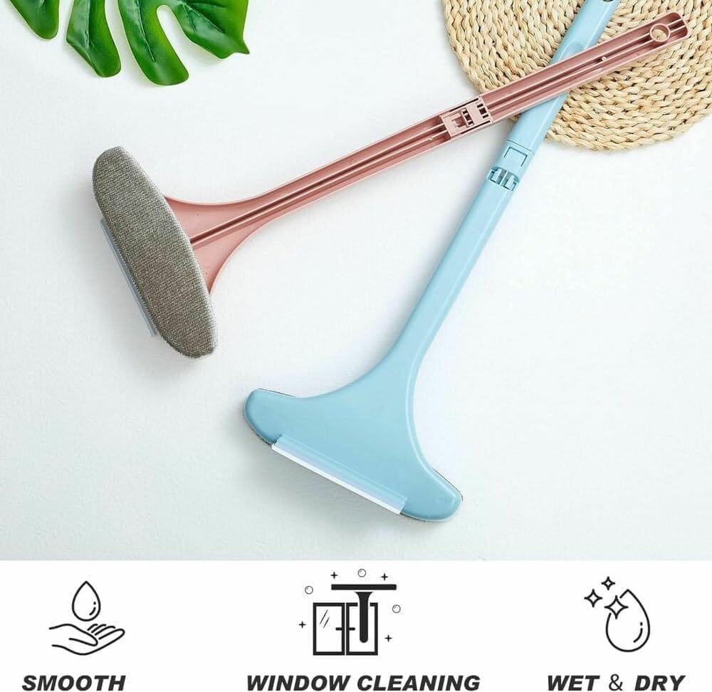 KIT & CO Screen Brush 2 in 1 Mesh Cleaning Brush&Wiper with Extended Handle Window Cleaning Brush Window Net Cleaner Double-Sided Window Cleaner Window Mesh Cleaner(Meesh 1),Multicolor