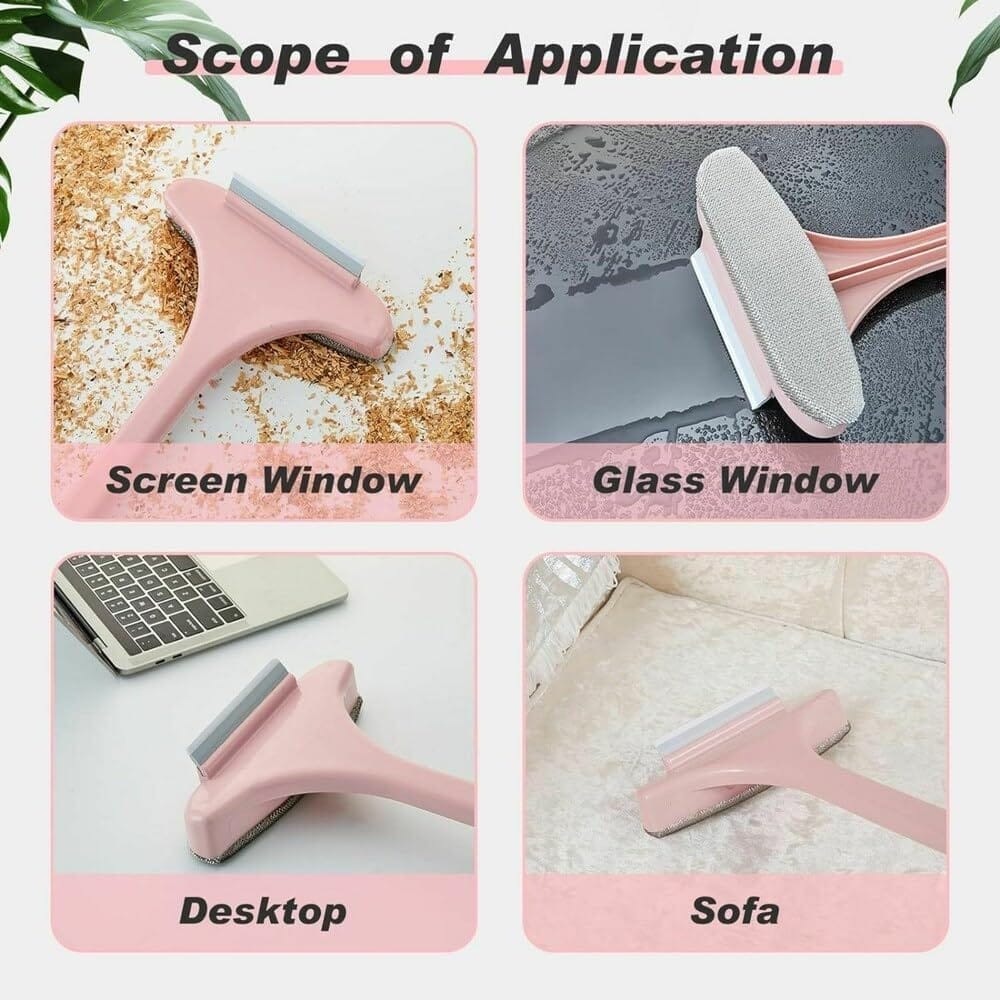KIT & CO Screen Brush 2 in 1 Mesh Cleaning Brush&Wiper with Extended Handle Window Cleaning Brush Window Net Cleaner Double-Sided Window Cleaner Window Mesh Cleaner(Meesh 1),Multicolor