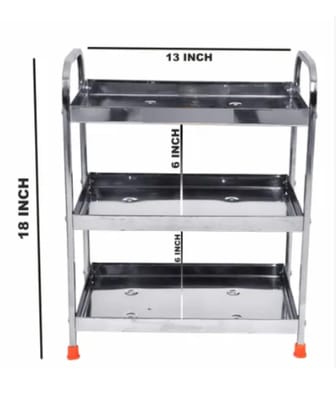 Kitchen Spice Rack | Stainless Steel 3 Tier Multipurpose Countertop Organizer Rack || Multishelf Storage Stand for Kitchen, Bathroom or Dressing Table || Spice Rack