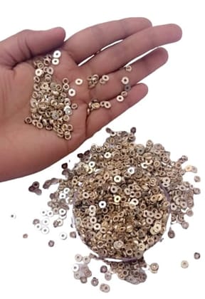 Mii Art round Shape chandla Kundan Stones for Jewellery Making, Necklace & Bracelet Making, DIY Kit, Craft, Decoration, Aari/Maggam Embroidery Work Sticking Material(Color-goldan)(3mm) Pack of 50g.