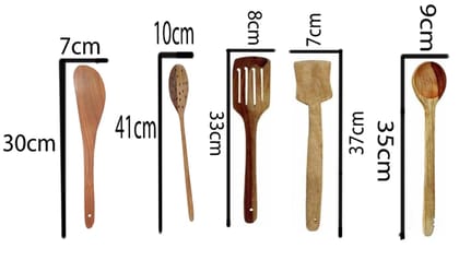 Mii Art Wood Spoon for cooking (Large Size) pack of 5 pcs