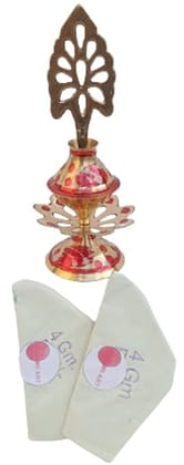 Mii Art Antique mughal Design Brass item,pital ki surmedani with 2 packed bareilly special surma(Color-Golden)(Material-Brass)(size-24cm,large) Pack of 1pcs.