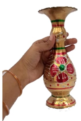 Mii Art Antique mughal Design Brass Item,pital ka fooldan,Brass Flower Pot,Flower vase for Drawing Room and Bed Room(Color-Golden)(Material-Brass)Pack of 1 pcs