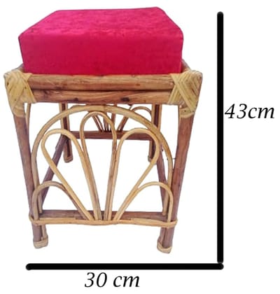 Mii Art bamboo Squre Large Stool with custion Pack of 1 pcs