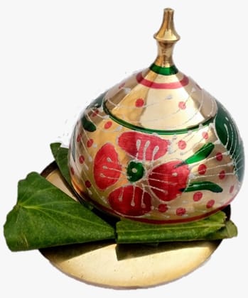 Mii Art brass paan daan,trinket box,pan masala box,refreshment box,and pan serving tray,kasdan(size-large) pack of 2 pcs.