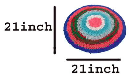 Mii Art Handmade Handicraft Multi Color Round Shape Doormat,Bath mat,Foot mat,Kitchen mat,Rug for Home(Made in India Product)(size-21x21 inch) Pack of 3 Pieces.