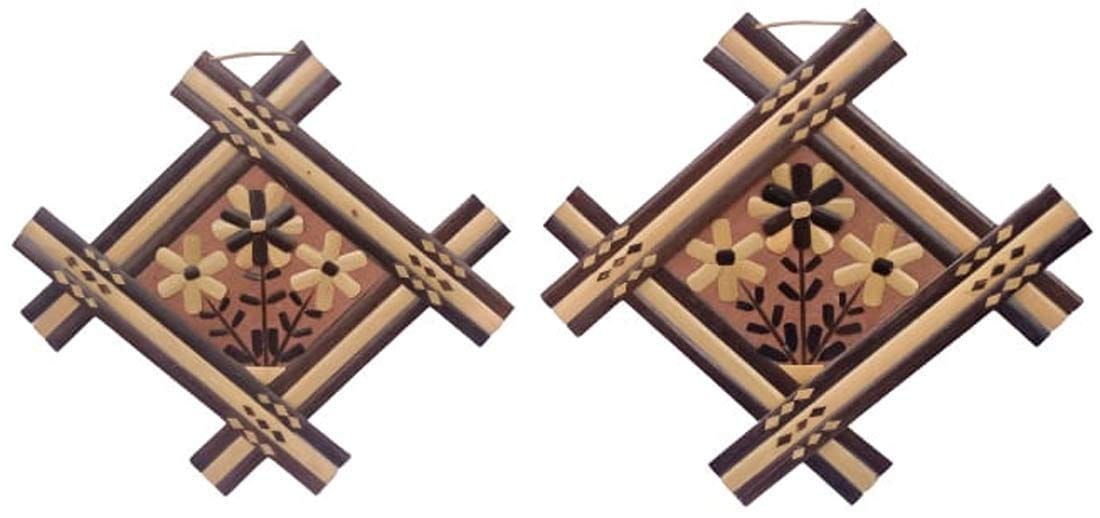 Mii Art Wall Hanging Flower frames for Home Decoration,Decorative Bamboo frames showpiece for Office Home Decoration,Business Gifts(size-17 inch) Pack of 2 pcs