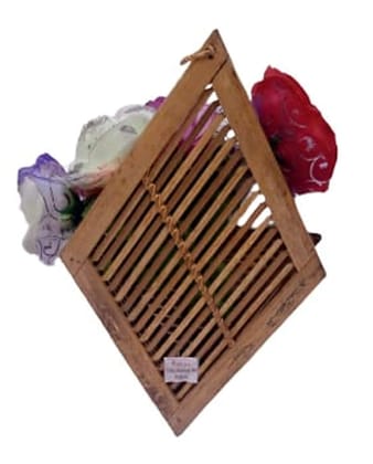 Mii Art Bamboo Wall Mounted Hanging Flower vase with Flower for Interior Decoration,Flower Pot,Decorative showpiece for Office Home Decoration,Business Gifts (size-13 inch,Small, Brown)pack of 1 pcs.