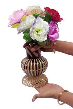 MiiArt Bamboo Flower vase for Living Room Office (size-22 cm) Pack of 1 pcs. Bamboo Vase