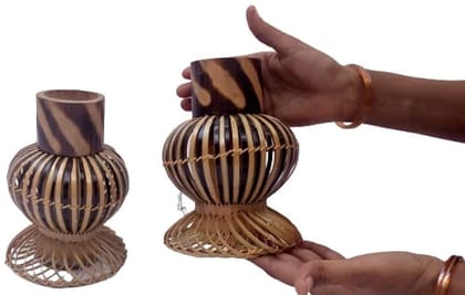 MiiArt Bamboo vase for Living Room Office (size-22 cm) Pack of 2 pcs. Bamboo Vase