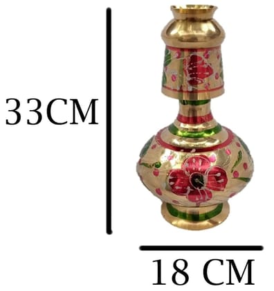 Mii Art Antique Mughal Design Brass Surahi and Glass for Home Deacoration Pital ki Surahi with Glass(Golden)(Material-Brass)(Size-15 cm 250 ml) Pack of 1 Set.