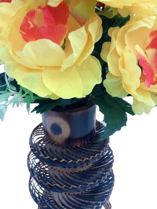 MiiArt Bamboo Flower vase for Living Room Office (size-23 cm) Pack of 1 pcs. Bamboo Vase