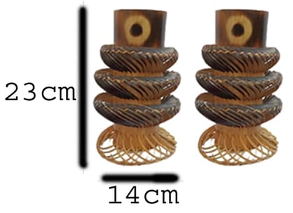 MiiArt Bamboo with Out Flower vase for Living Room Office (size-23 cm) Pack of 2 pcs. Bamboo Vase