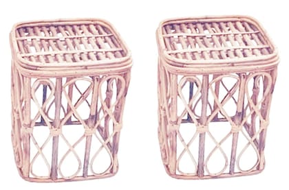 Mii Art Bamboo Cane Antique Handicraft Backless Stool Chair/Side Table or Adult,Home Office Living Room,Balcony,Garden Furniture(Material-Bamboo)(size-L-31,W-31,H-39 cm) Pack of 2 pcs Mii Art Bamboo Cane Antique Handicraft Backless Stool Chair/Side Table or Adult,Home Office Living Room,Balcony,Garden Furniture(Material-Bamboo)(size-L-31,W-31,H-39 cm) Pack of 2 pcs