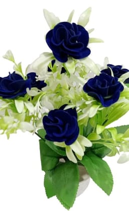 Mii Art Artificial Flower pot blue