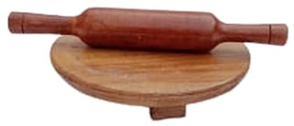 Mii Art wooden chakla belan chapati maker rolling pin and board(size-polpat-22cm,belan-33cm,)pack of 1 set.